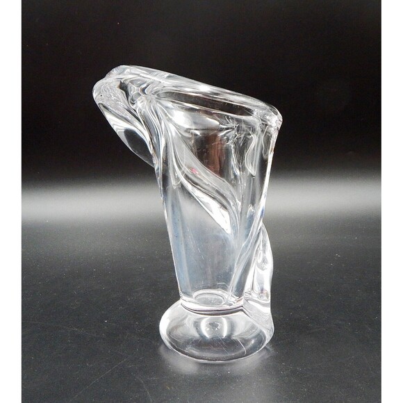Vannes Cristal Crystal Calla Lily Vase Flower 7 Inch Clear Art Glass Signed - Picture 3 of 13